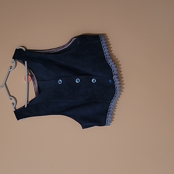 Vintage 100% cotton velour blue skirt and vest - Picture 7 of 9